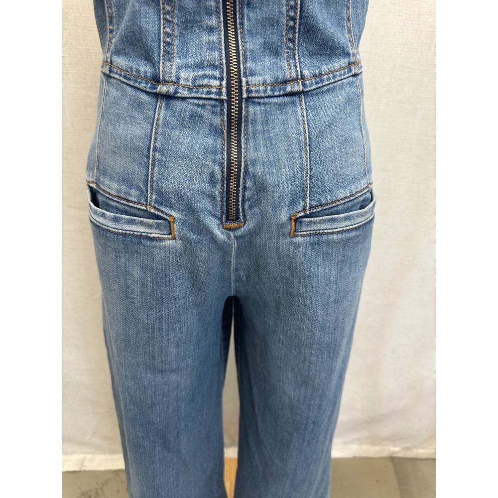 Pilcro Strapless Denim Corset Jumpsuit‎ Womens 6 Light Blue Wide Leg Corset - Picture 16 of 16